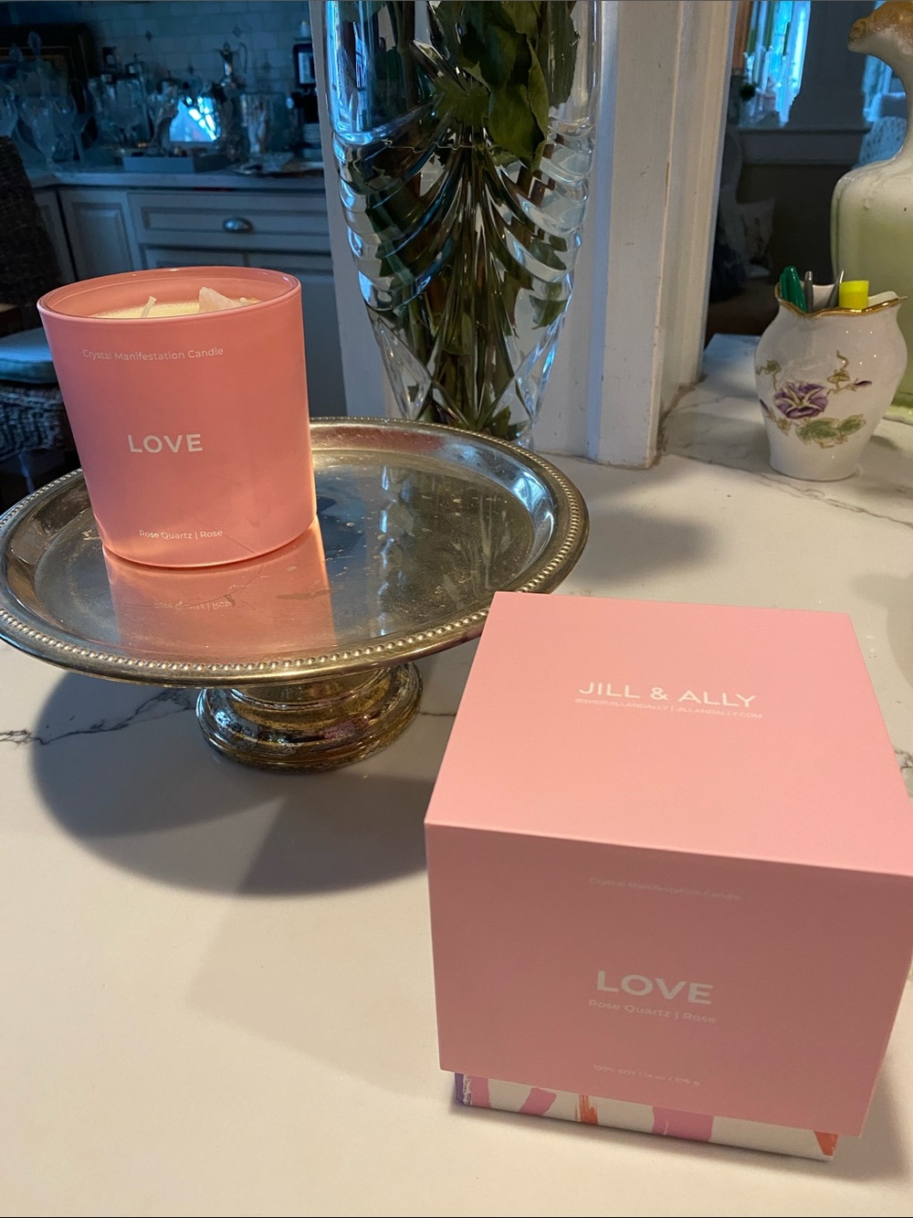 NWIB LOVE ROSE Pink Candle Glass candle holder Rise scent New in Love Box